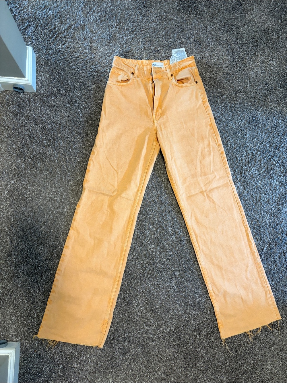 Zara Wide-Leg Jeans in Peach Orange